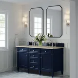 Brittany 60" Double Vanity, Victory Blue, w/ 3 CM Tajnar Eclos Top w/FreePower Wireless Charger