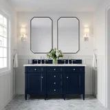 Brittany 60" Double Vanity, Victory Blue w/ 3 CM Victorian Silver Silestone Top w/FreePower Wireless Charger