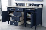 Brittany 60" Double Vanity, Victory Blue w/ 3 CM Victorian Silver Silestone Top w/FreePower Wireless Charger
