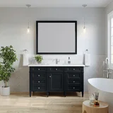 Brittany 60" Single Vanity, Black Onyx w/ Single Hole 3 CM White Zeus Silestone Top & Backsplash