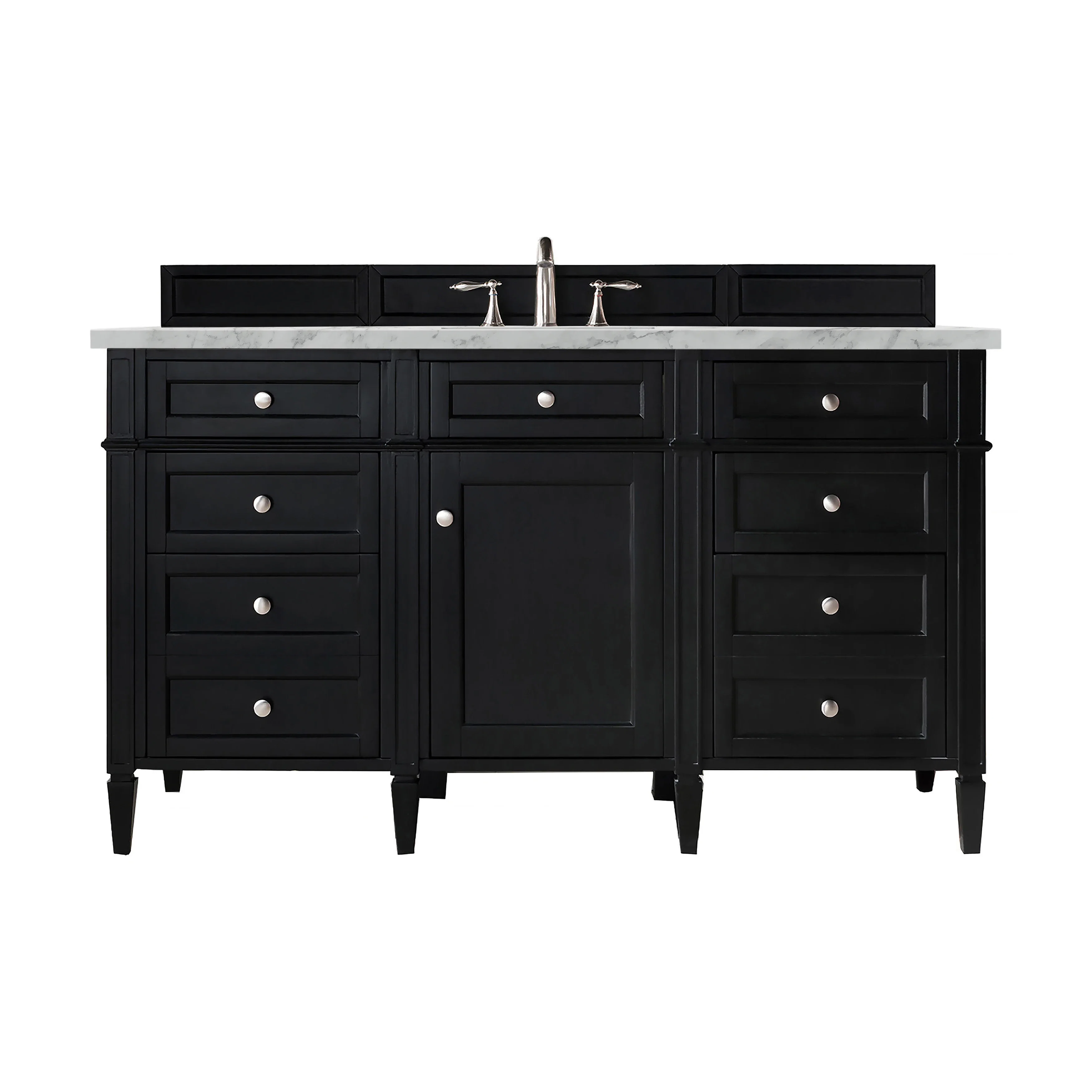 Brittany 60" Single Vanity, Black Onyx w/ 3 CM Carrara Marble Top