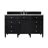 Brittany 60" Single Vanity, Black Onyx w/ 3 CM Carrara Marble Top