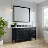 Brittany 60" Single Vanity, Black Onyx w/ 3 CM Carrara Marble Top