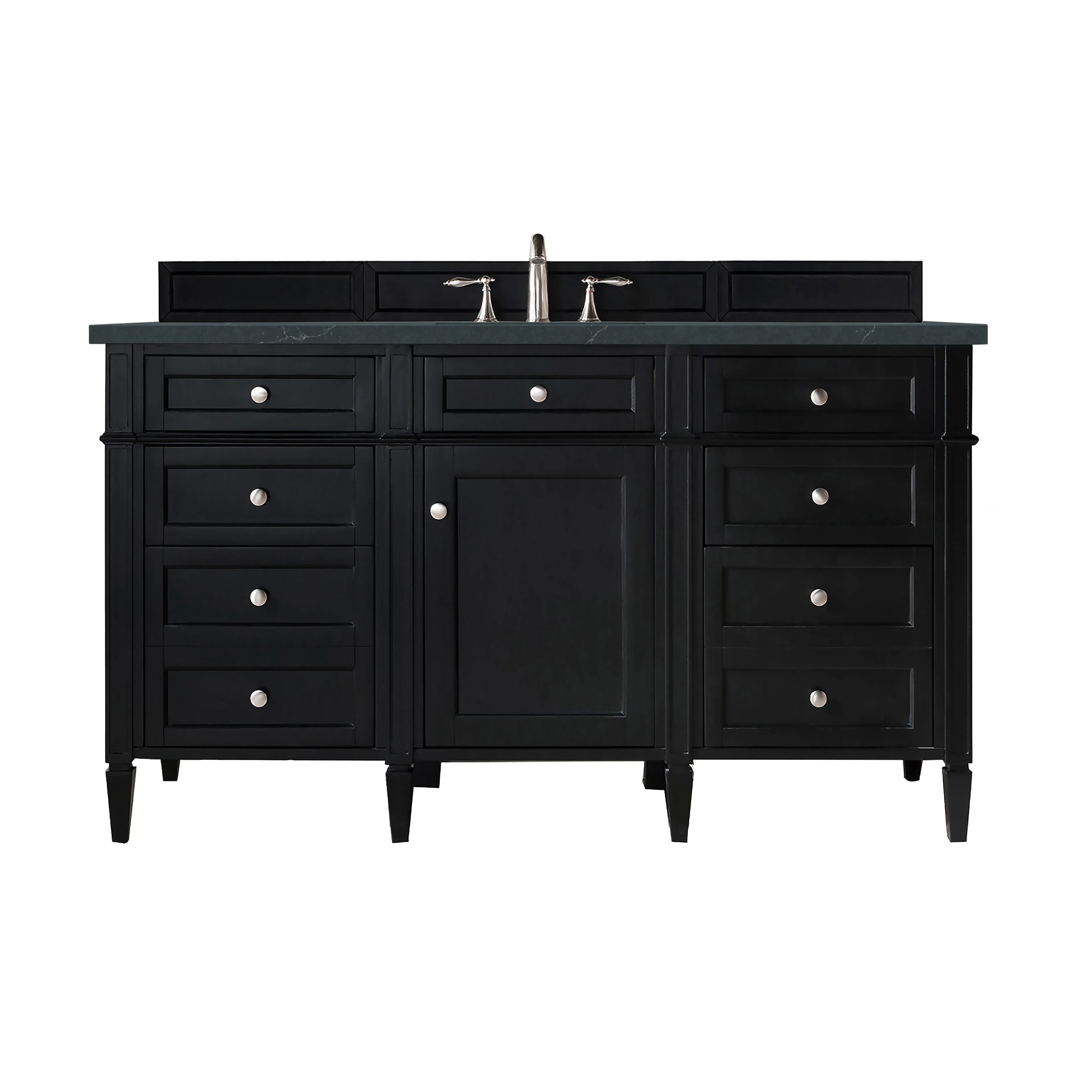 Brittany 60" Single Vanity, Black Onyx, w/ 3 CM Charcoal Soapstone Silestone Top