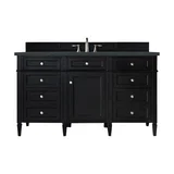 Brittany 60" Single Vanity, Black Onyx, w/ 3 CM Charcoal Soapstone Silestone Top