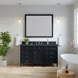 Brittany 60" Single Vanity, Black Onyx, w/ 3 CM Charcoal Soapstone Silestone Top