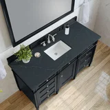 Brittany 60" Single Vanity, Black Onyx, w/ 3 CM Charcoal Soapstone Silestone Top