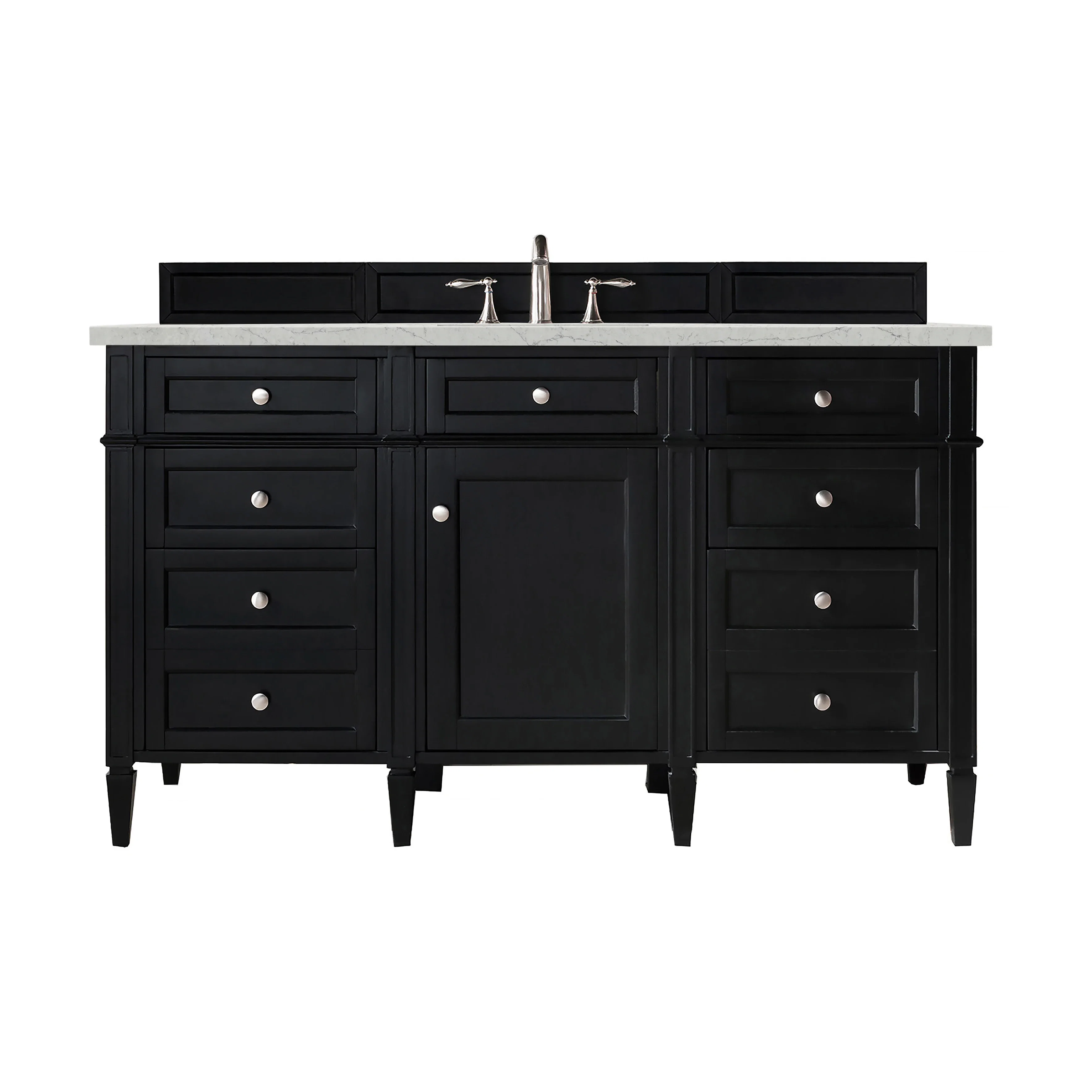 Brittany 60" Single Vanity, Black Onyx, w/ 3 CM Eternal Jasmine Pearl Silestone Top
