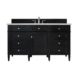 Brittany 60" Single Vanity, Black Onyx, w/ 3 CM Eternal Jasmine Pearl Silestone Top