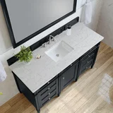 Brittany 60" Single Vanity, Black Onyx, w/ 3 CM Eternal Jasmine Pearl Silestone Top