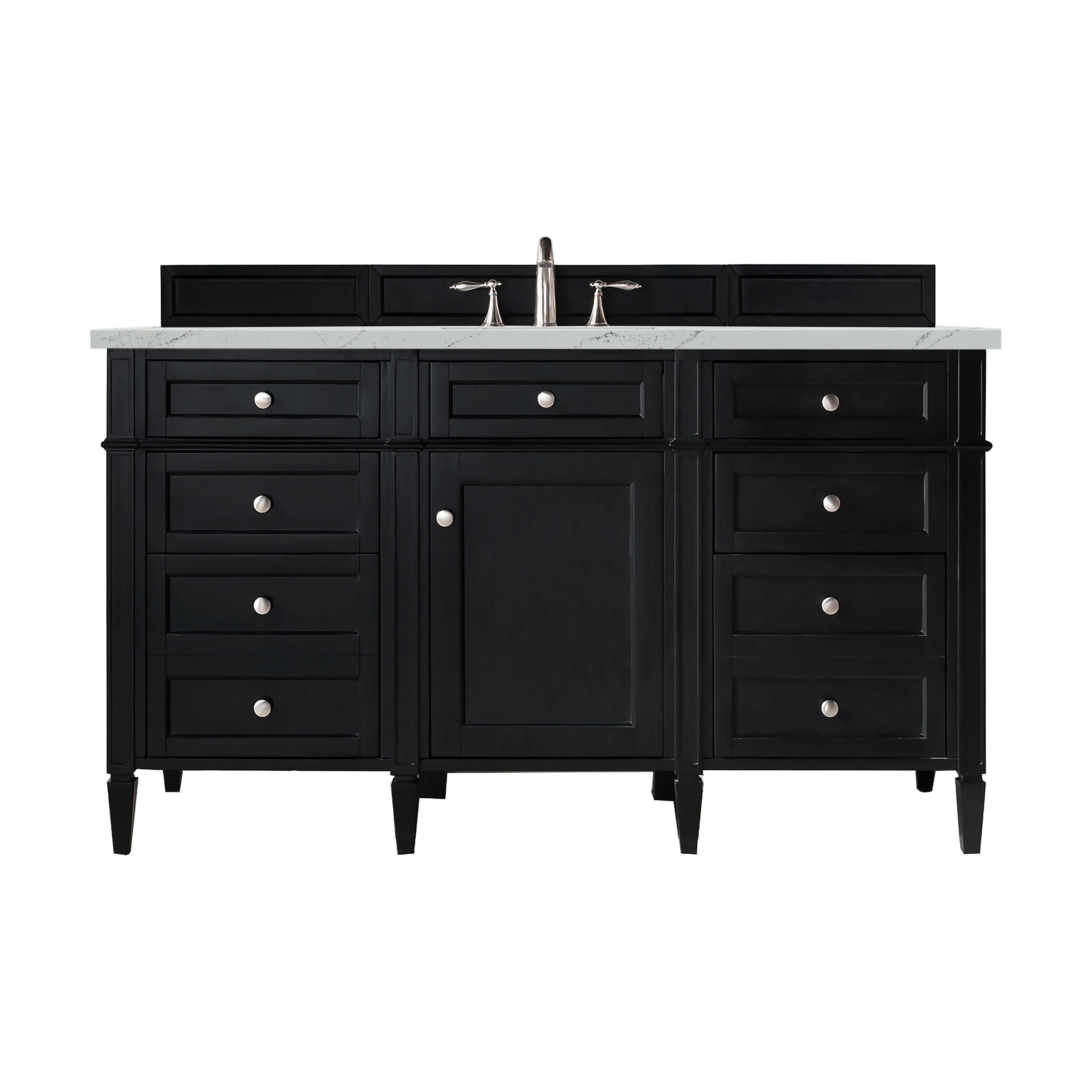 Brittany 60" Single Vanity, Black Onyx, w/ 3 CM Ethereal Noctis Silestone Top