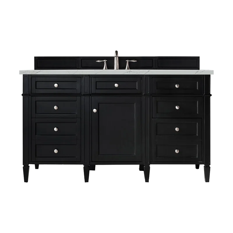 Brittany 60" Single Vanity, Black Onyx, w/ 3 CM Ethereal Noctis Silestone Top
