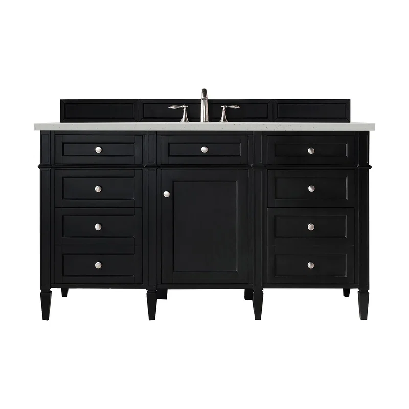 Brittany 60" Single Vanity, Black Onyx w/ 3 CM Lime Delight Silestone Top