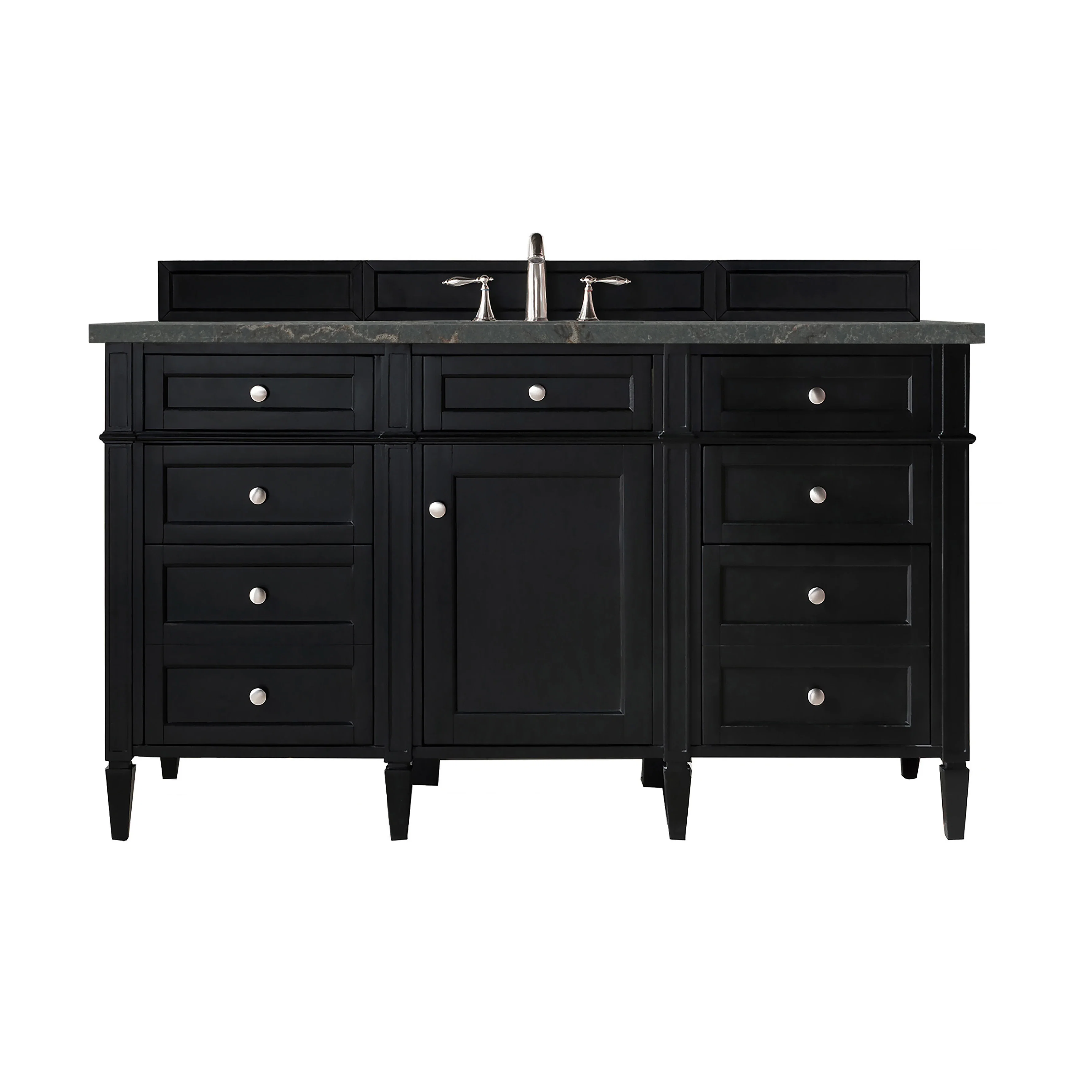 Brittany 60" Single Vanity, Black Onyx w/ 3 CM Parisien Bleu Silestone Top