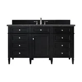 Brittany 60" Single Vanity, Black Onyx w/ 3 CM Parisien Bleu Silestone Top