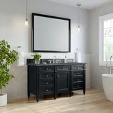Brittany 60" Single Vanity, Black Onyx w/ 3 CM Parisien Bleu Silestone Top
