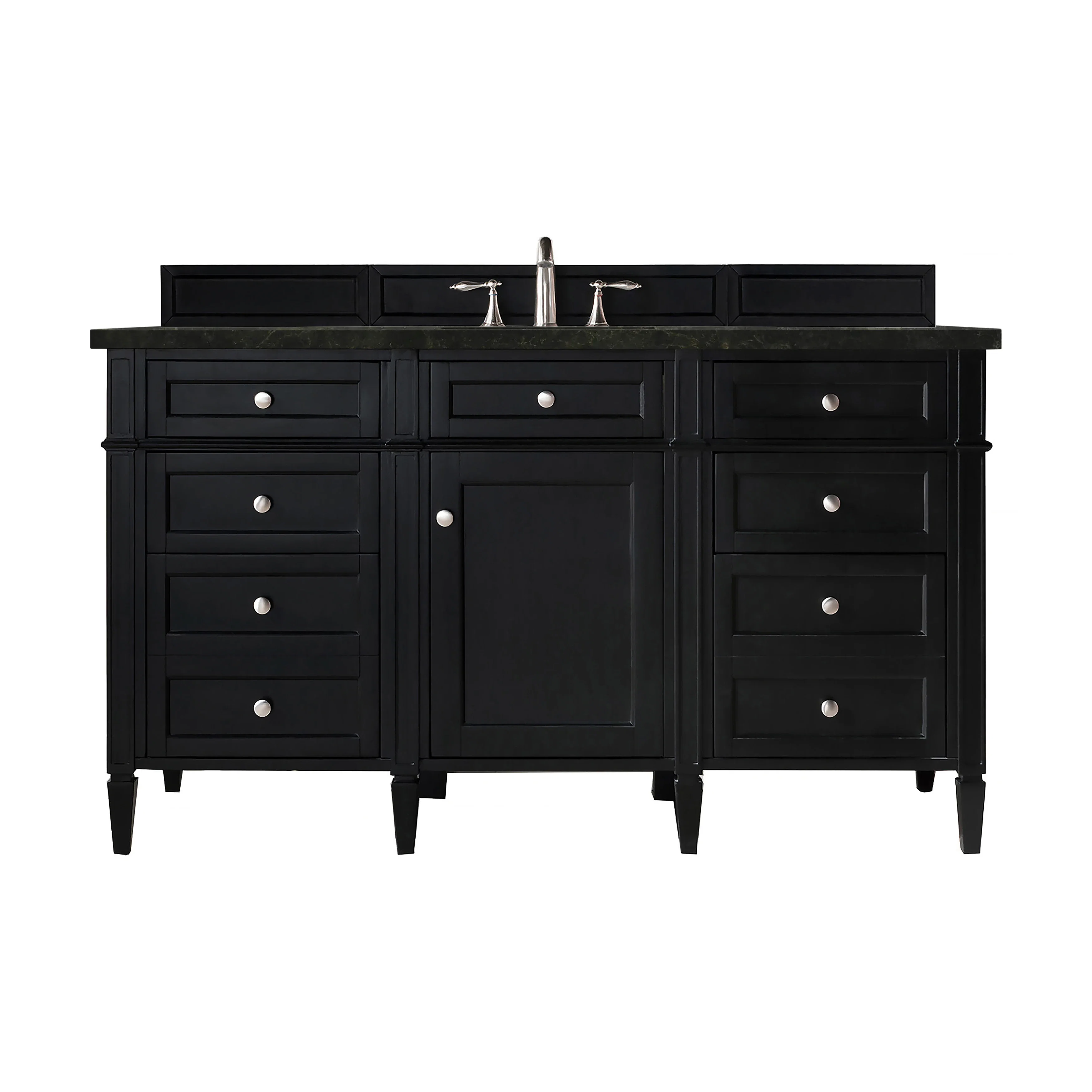 Brittany 60" Single Vanity, Black Onyx, w/ 3 CM Phantome Eclos Top