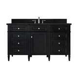 Brittany 60" Single Vanity, Black Onyx, w/ 3 CM Phantome Eclos Top