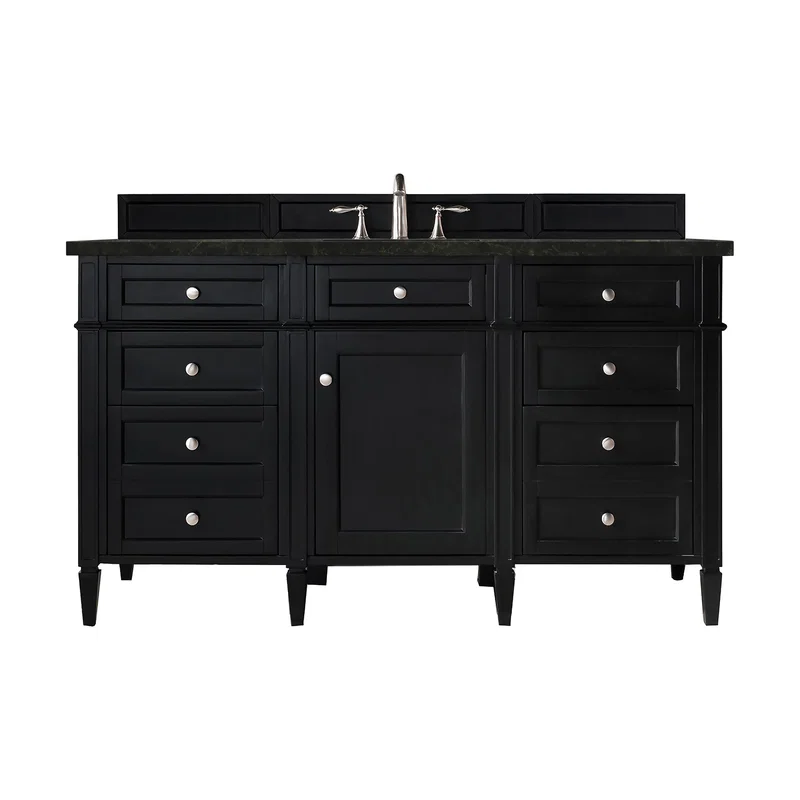 Brittany 60" Single Vanity, Black Onyx, w/ 3 CM Phantome Eclos Top