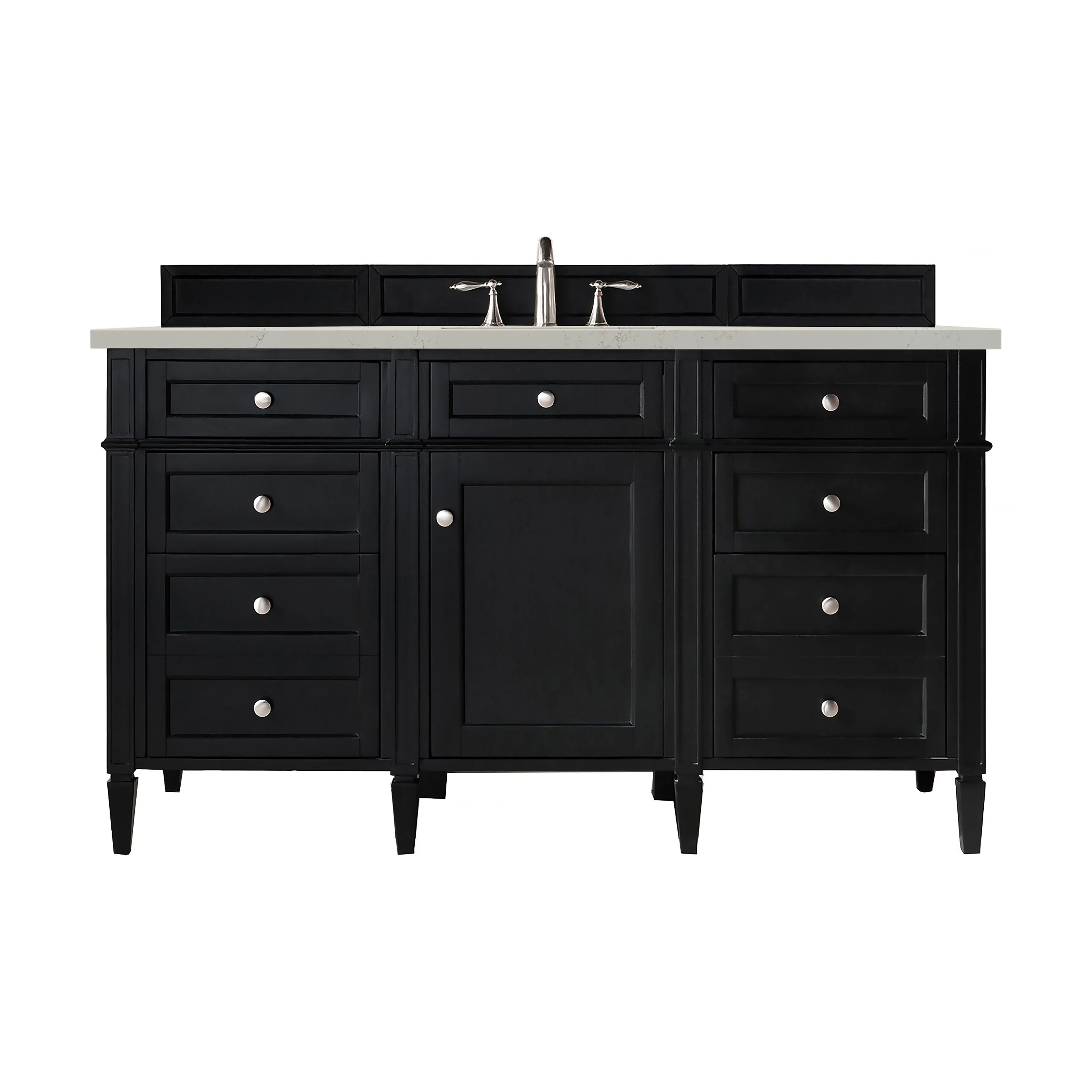 Brittany 60" Single Vanity, Black Onyx, w/ 3 CM Siberian Silestone Top