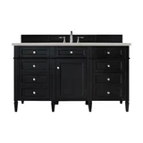 Brittany 60" Single Vanity, Black Onyx, w/ 3 CM Siberian Silestone Top