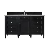 Brittany 60" Single Vanity, Black Onyx w/ 3 CM Victorian Silver Silestone Top