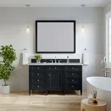 Brittany 60" Single Vanity, Black Onyx w/ 3 CM Victorian Silver Silestone Top