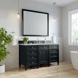 Brittany 60" Single Vanity, Black Onyx w/ 3 CM Victorian Silver Silestone Top