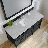 Brittany 60" Single Vanity, Black Onyx w/ 3 CM Victorian Silver Silestone Top