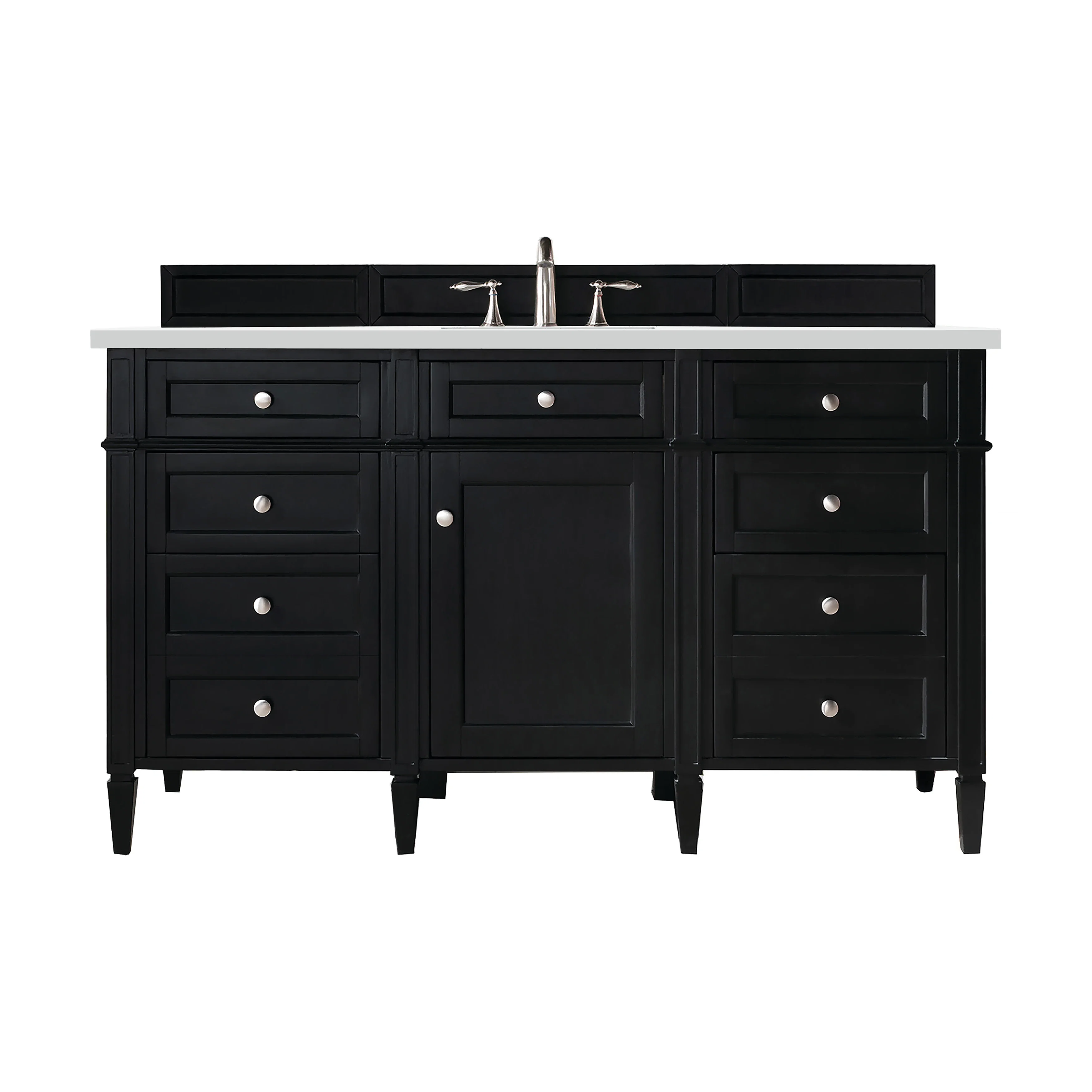 Brittany 60" Single Vanity, Black Onyx w/ 3 CM White Zeus Silestone Top