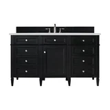 Brittany 60" Single Vanity, Black Onyx w/ 3 CM White Zeus Silestone Top