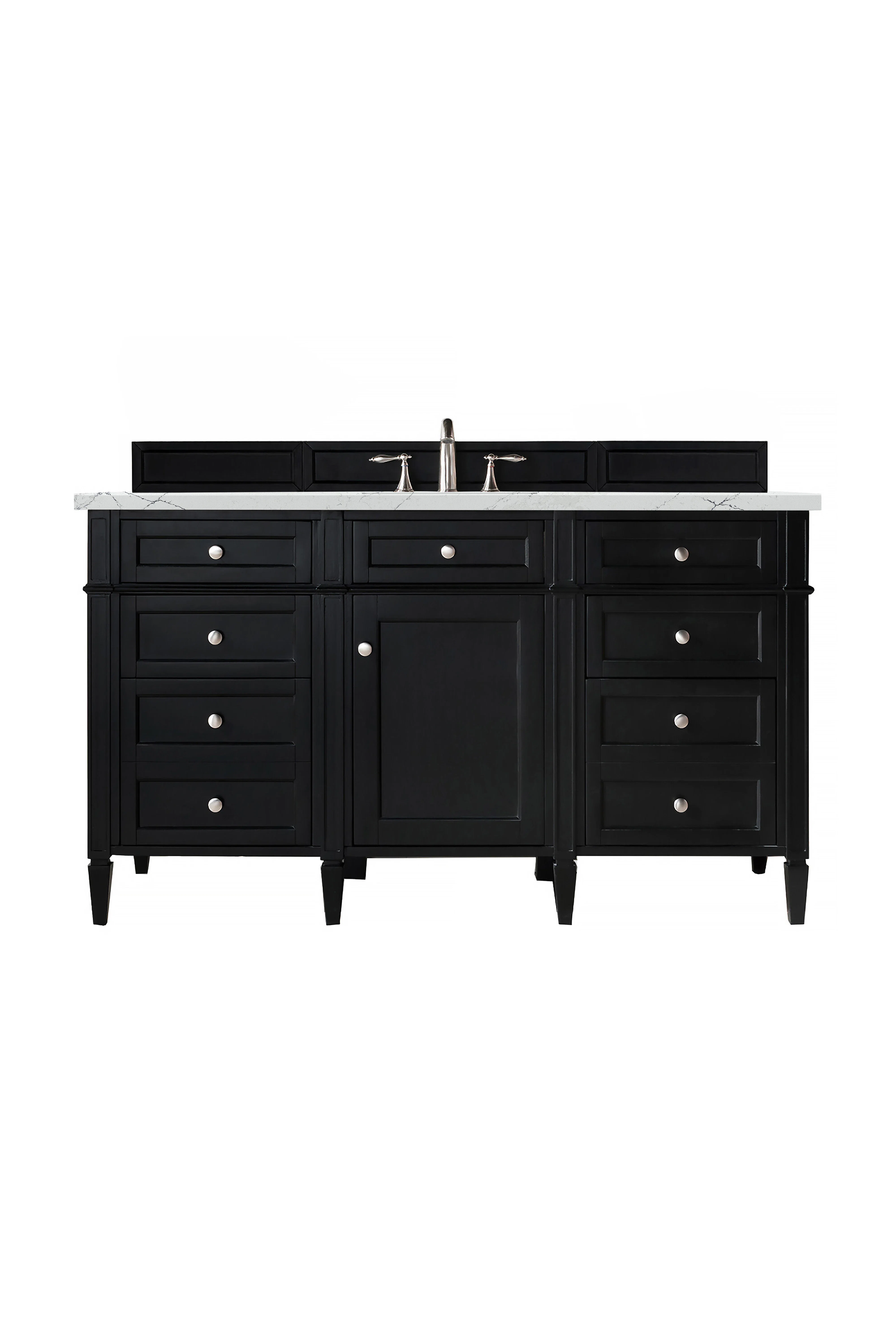 Brittany 60" Single Vanity, Black Onyx, w/ 3 CM Ethereal Noctis Silestone Top w/FreePower Wireless Charger