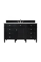 Brittany 60" Single Vanity, Black Onyx, w/ 3 CM Ethereal Noctis Silestone Top w/FreePower Wireless Charger