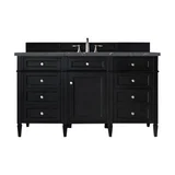 Brittany 60" Single Vanity, Black Onyx w/ 3 CM Parisien Bleu Silestone Top w/FreePower Wireless Charger
