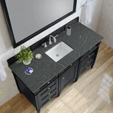 Brittany 60" Single Vanity, Black Onyx w/ 3 CM Parisien Bleu Silestone Top w/FreePower Wireless Charger