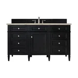 Brittany 60" Single Vanity, Black Onyx, w/ 3 CM Tajnar Eclos Top w/FreePower Wireless Charger