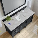 Brittany 60" Single Vanity, Black Onyx w/ 3 CM Victorian Silver Silestone Top w/FreePower Wireless Charger