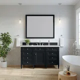 Brittany 60" Single Vanity, Black Onyx w/ 3 CM Victorian Silver Silestone Top w/FreePower Wireless Charger