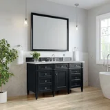 Brittany 60" Single Vanity, Black Onyx w/ 3 CM Victorian Silver Silestone Top w/FreePower Wireless Charger