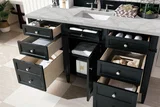 Brittany 60" Single Vanity, Black Onyx w/ 3 CM Victorian Silver Silestone Top w/FreePower Wireless Charger
