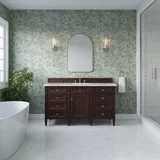 Brittany 60" Single Vanity, Burnished Mahogany w/ 3 CM Carrara Marble Top