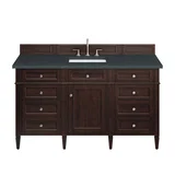 Brittany 60" Single Vanity, Burnished Mahogany w/ 3 CM Charcoal Soapstone Silestone Top