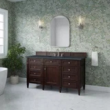 Brittany 60" Single Vanity, Burnished Mahogany w/ 3 CM Charcoal Soapstone Silestone Top