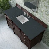 Brittany 60" Single Vanity, Burnished Mahogany w/ 3 CM Charcoal Soapstone Silestone Top