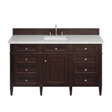 Brittany 60" Single Vanity, Burnished Mahogany w/ 3 CM Ethereal Noctis Silestone Top