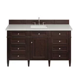 Brittany 60" Single Vanity, Burnished Mahogany w/ 3 CM Lime Delight Silestone Top