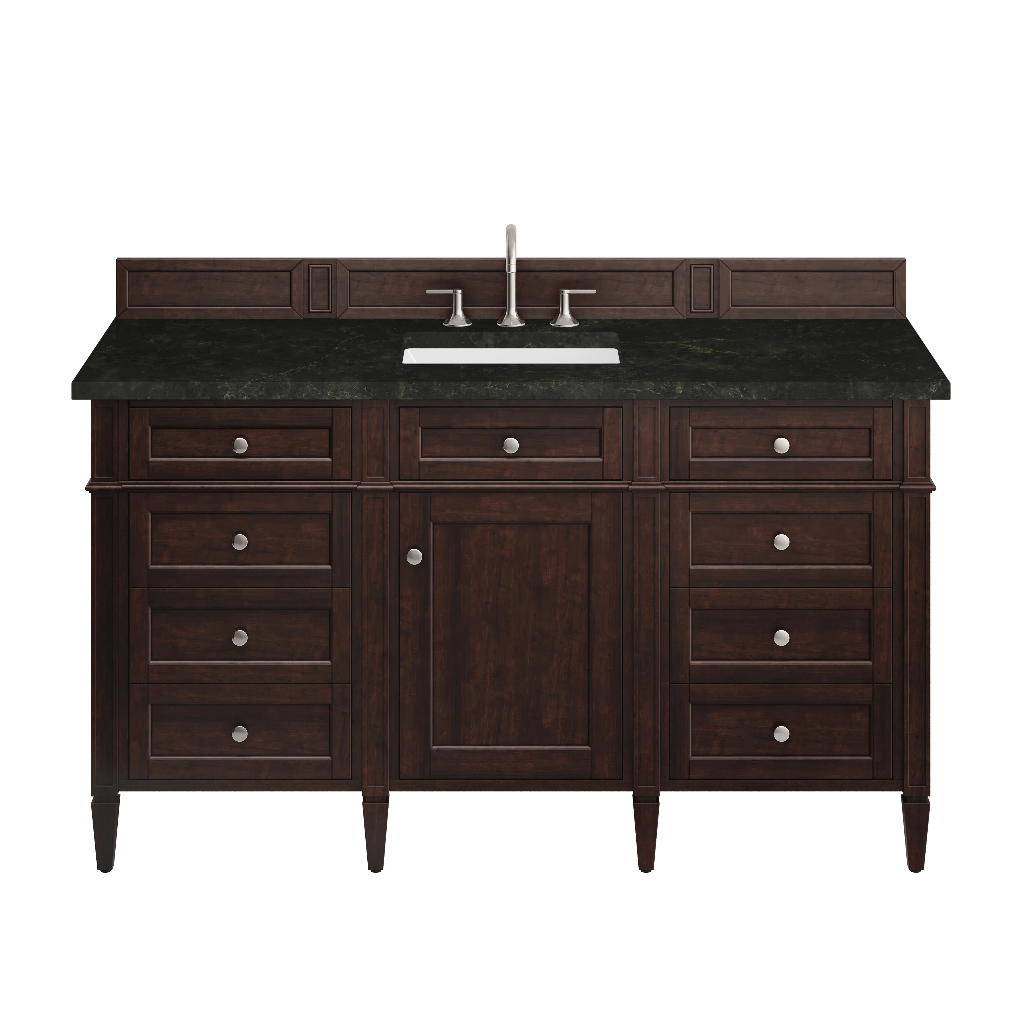 Brittany 60" Single Vanity, Burnished Mahogany, w/ 3 CM Phantome Eclos Top