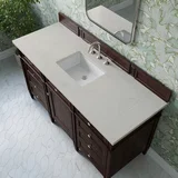 Brittany 60" Single Vanity, Burnished Mahogany, w/ 3 CM Siberian Silestone Top