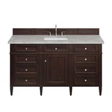 Brittany 60" Single Vanity, Burnished Mahogany w/ 3 CM Victorian Silver Silestone Top