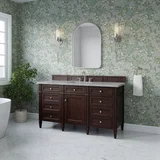 Brittany 60" Single Vanity, Burnished Mahogany w/ 3 CM Victorian Silver Silestone Top